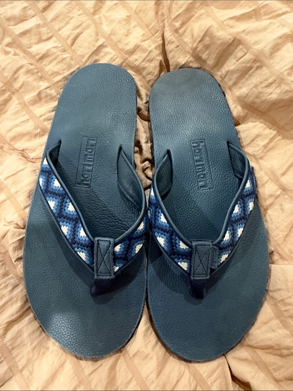 Hari Mari Men's Navy Blue Patterned Flip Flops